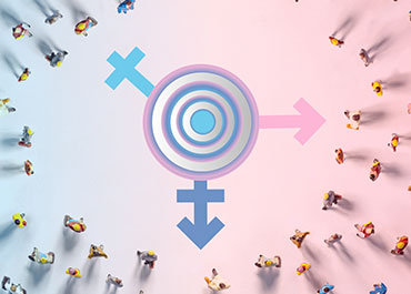 Employment discrimination laws—gender identity symbol with diverse individuals.