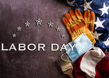 Labor Day image with gloves and mask—COVID-19’s impact on workers’ rights and protections.