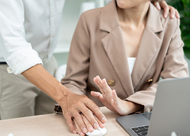 Employee rejecting unwanted touch—punitive damages in workplace sexual harassment lawsuits.